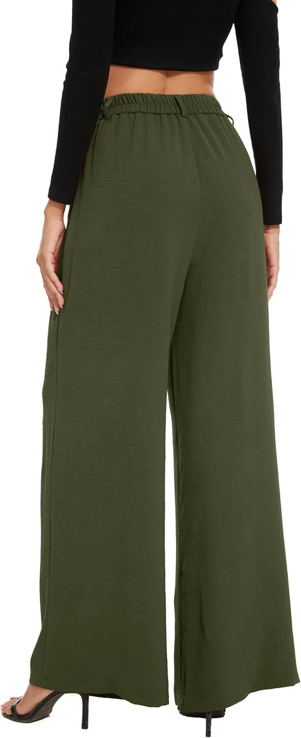 Elastic Waist High Waist Casual Straight-Leg Wide Leg Pants display picture 12