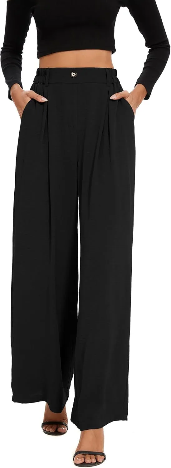 Elastic Waist High Waist Casual Straight-Leg Wide Leg Pants display picture 14