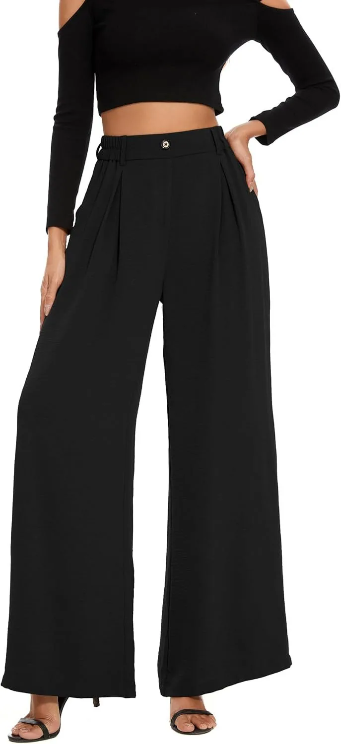 Elastic Waist High Waist Casual Straight-Leg Wide Leg Pants display picture 15
