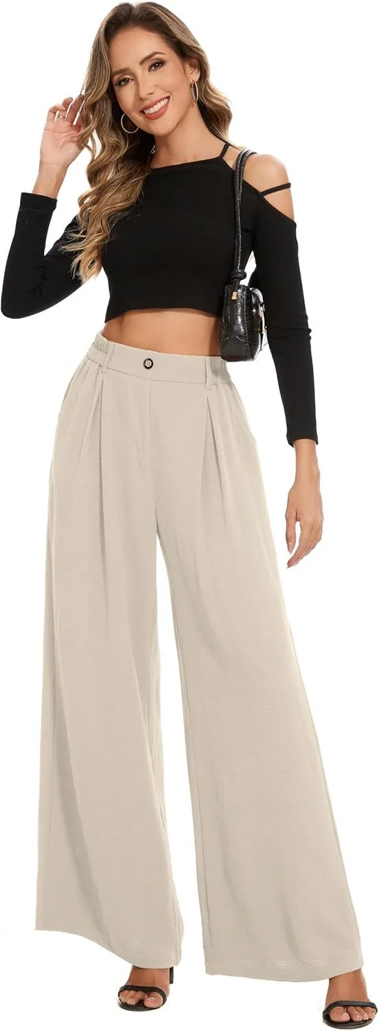 Elastic Waist High Waist Casual Straight-Leg Wide Leg Pants display picture 17