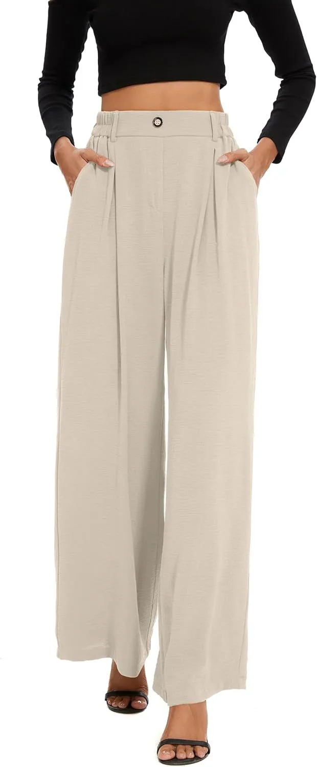 Elastic Waist High Waist Casual Straight-Leg Wide Leg Pants display picture 19