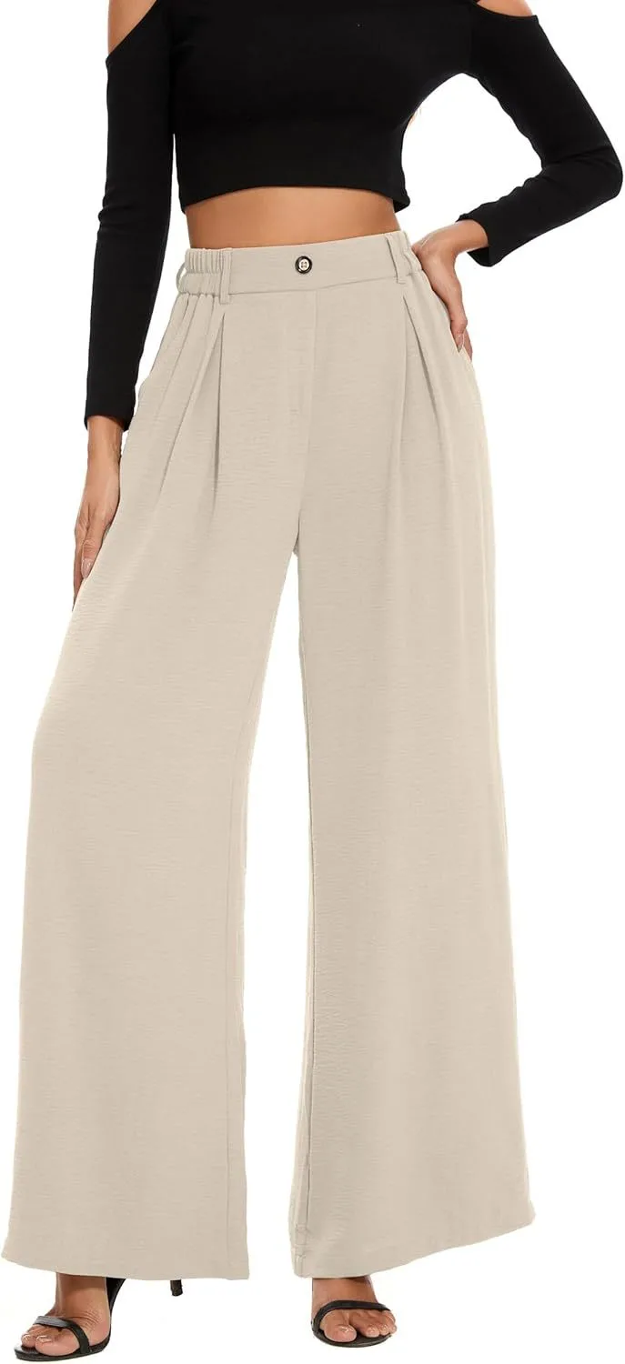 Elastic Waist High Waist Casual Straight-Leg Wide Leg Pants display picture 20