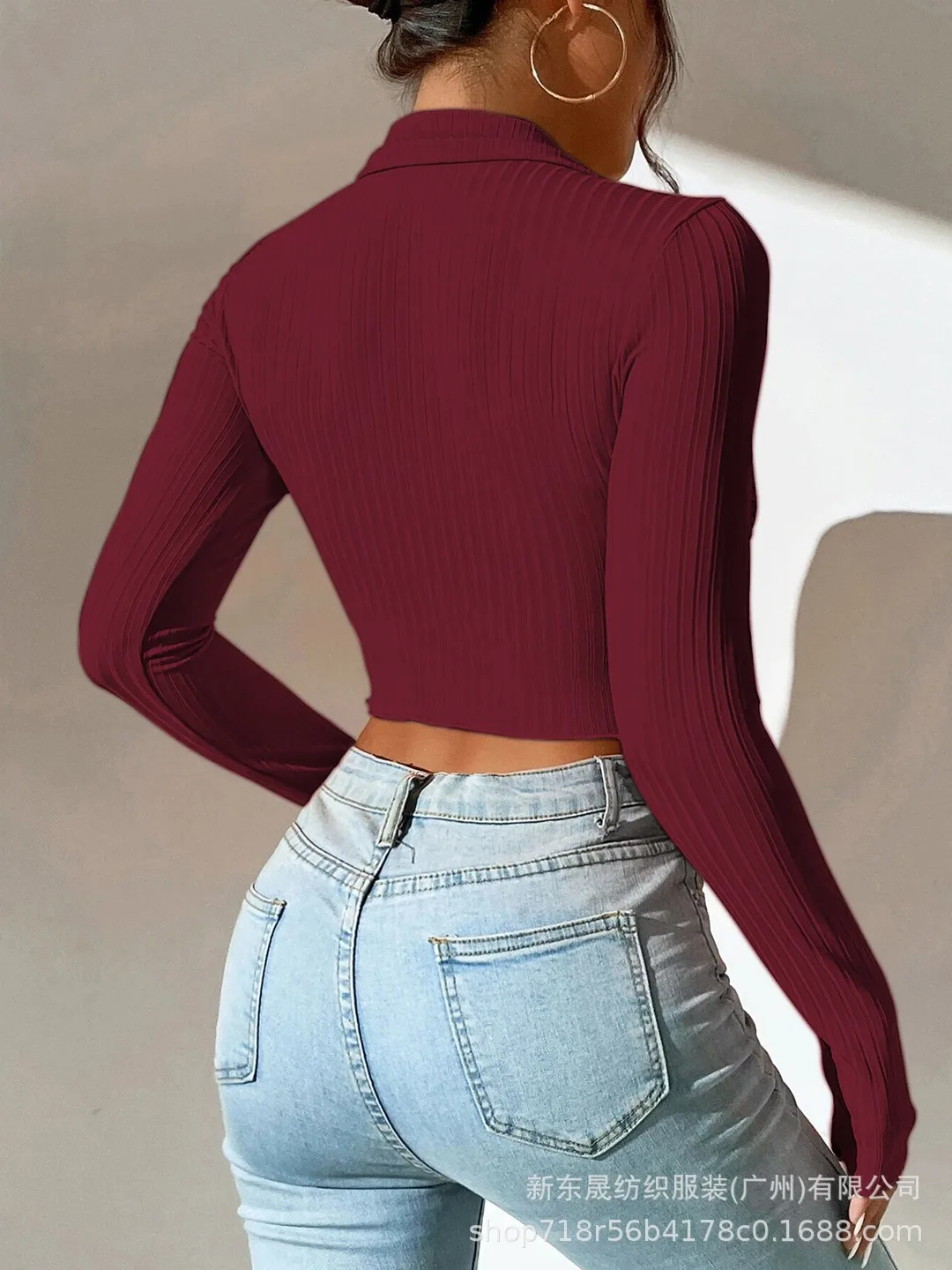 Long Sleeve Top Women's New Sexy Midriff-Baring Slim Lapel Sun Protection Shirt display picture 15