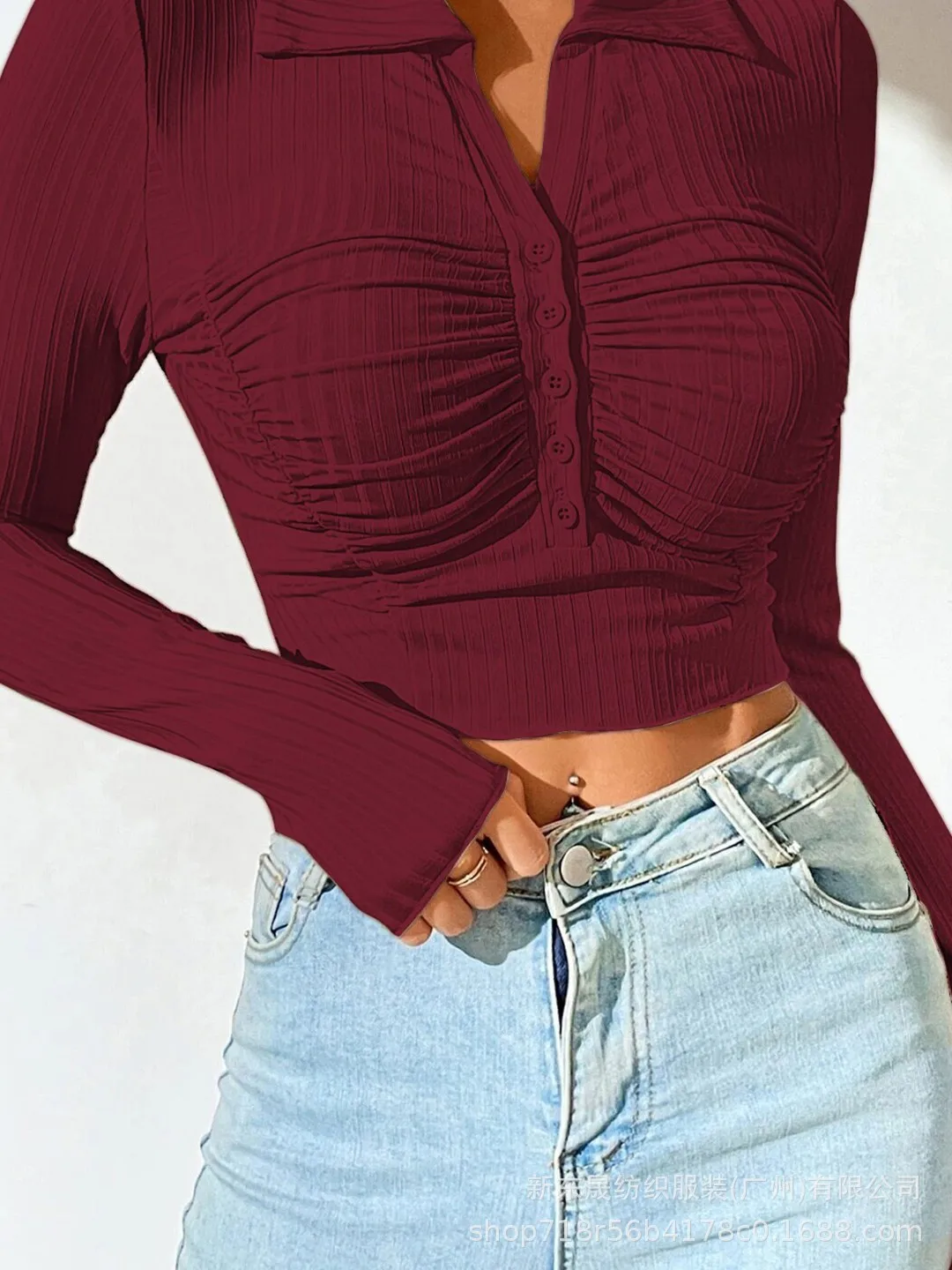 Long Sleeve Top Women's New Sexy Midriff-Baring Slim Lapel Sun Protection Shirt display picture 17