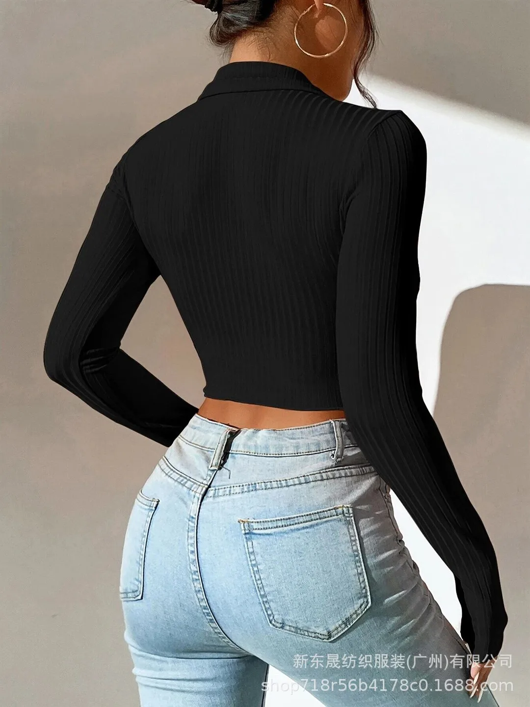 Long Sleeve Top Women's New Sexy Midriff-Baring Slim Lapel Sun Protection Shirt display picture 19