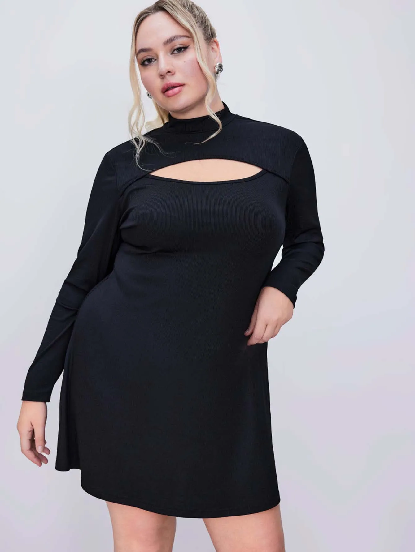 New   Plus Size Women's Clothing Sexy Cutout Dress Fall/Winter Slim Long Sleeve A- Line Skirt display picture 2