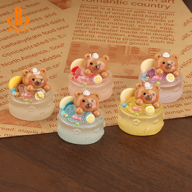Luminous Three-Dimensional Bear Cake DIY Resin Accessories Cream Glue Phone Case Pendant Keychain Handmade Material display picture 1