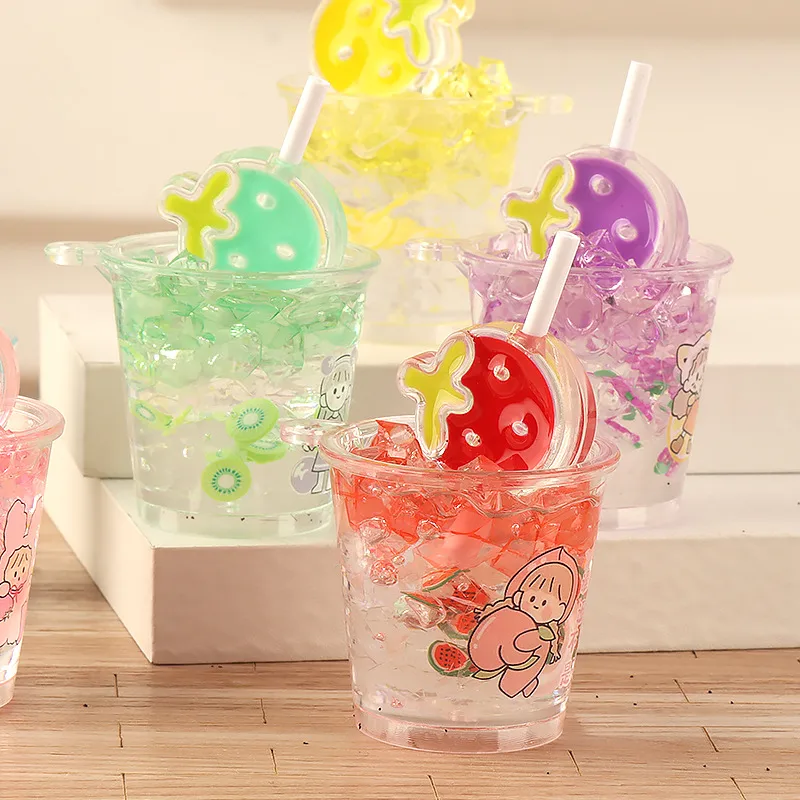 Simulation Luminous Strawberry Slush And Shake Maker Ice Bucket Candy Toy DIY Ornament Accessories Keychain Pendant Epoxy Resin Decorations display picture 1