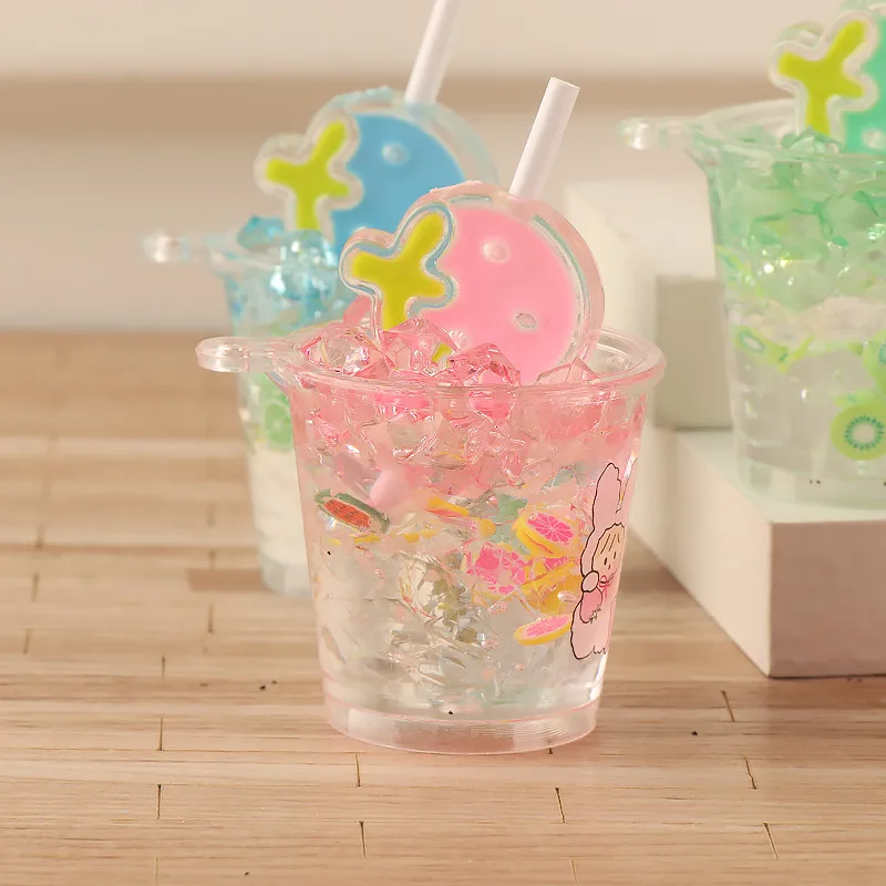Simulation Luminous Strawberry Slush And Shake Maker Ice Bucket Candy Toy DIY Ornament Accessories Keychain Pendant Epoxy Resin Decorations display picture 3