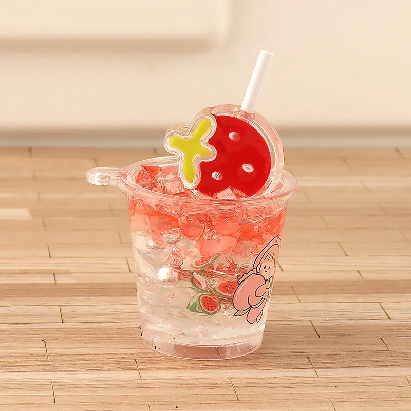 Simulation Luminous Strawberry Slush And Shake Maker Ice Bucket Candy Toy DIY Ornament Accessories Keychain Pendant Epoxy Resin Decorations display picture 6