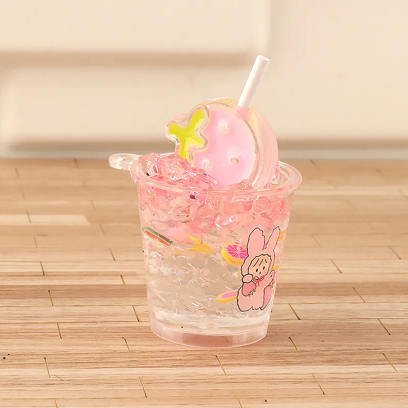 Simulation Luminous Strawberry Slush And Shake Maker Ice Bucket Candy Toy DIY Ornament Accessories Keychain Pendant Epoxy Resin Decorations display picture 7