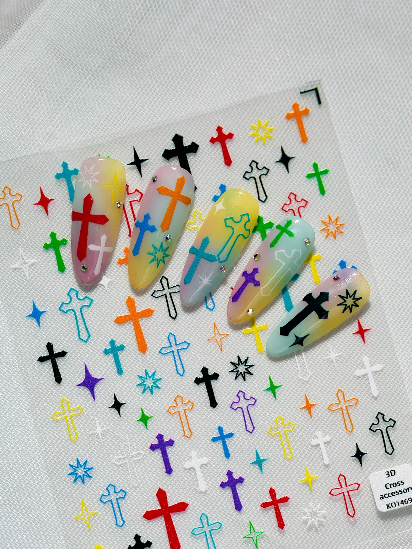 Bright Color Cross Pattern Nail Art Stickers DIY Personalized Style Suitable For Nail Salons And Individual Use display picture 5