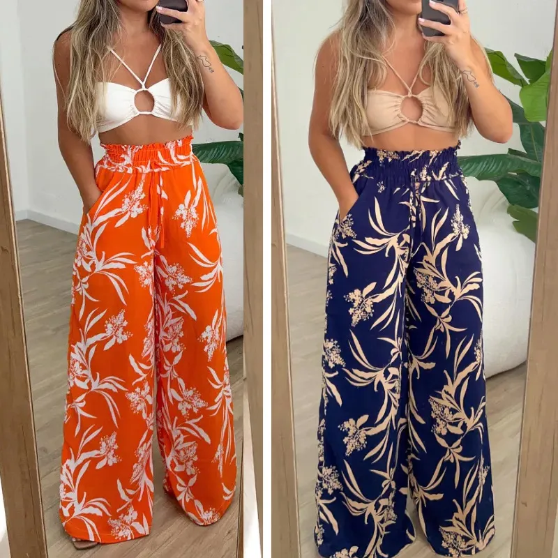 Fashionable High Waist Loose Straight Leg Casual Pants Women's Elastic Fabric Four-Dimensional Stretch Polyester Lyocell display picture 1