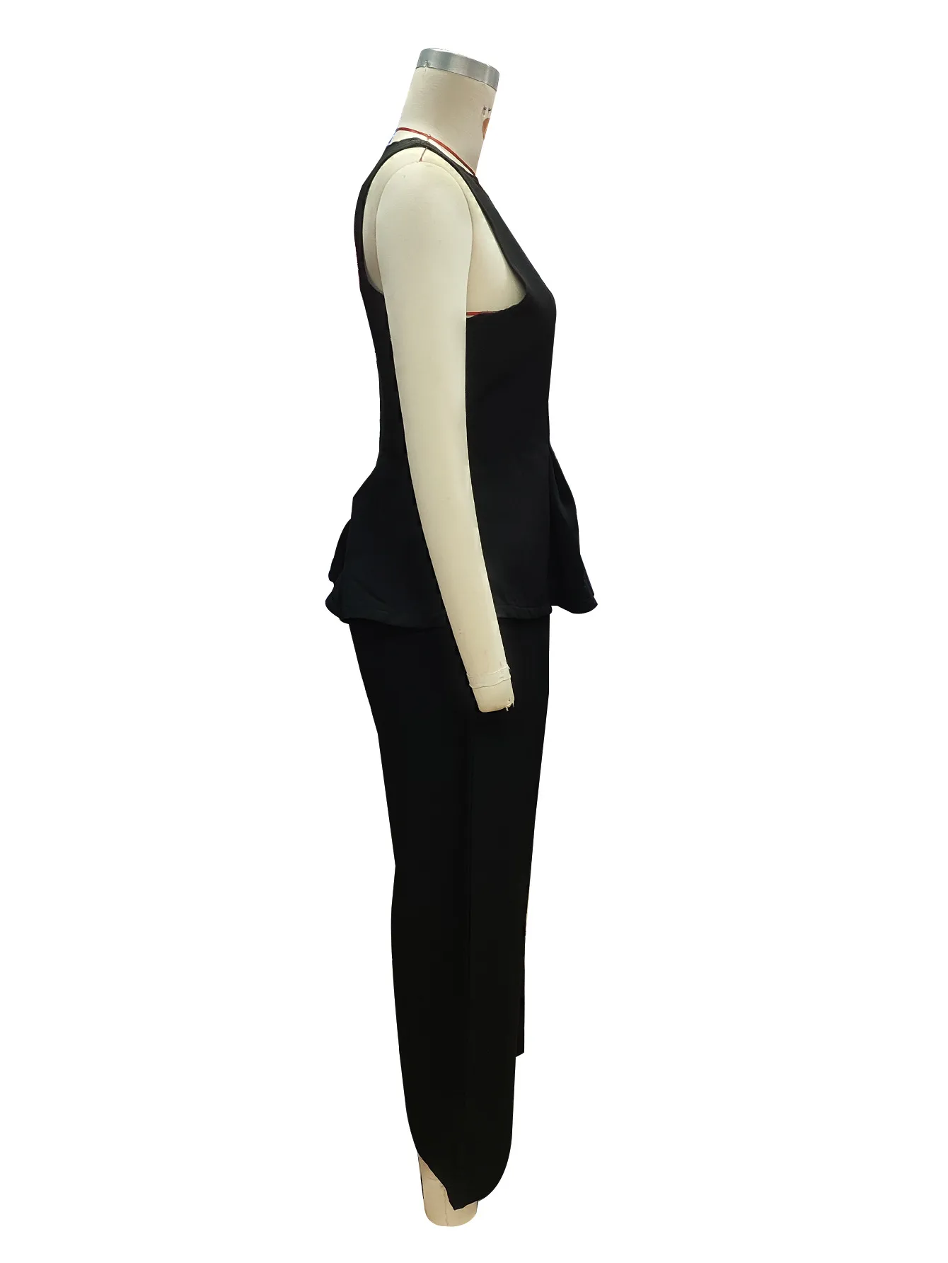 Pure Color Slim Fit Casual Set For Women Elegant Style Straight Leg Pants Waist-Cinching Top Summer New Arrival Fashion Set display picture 7