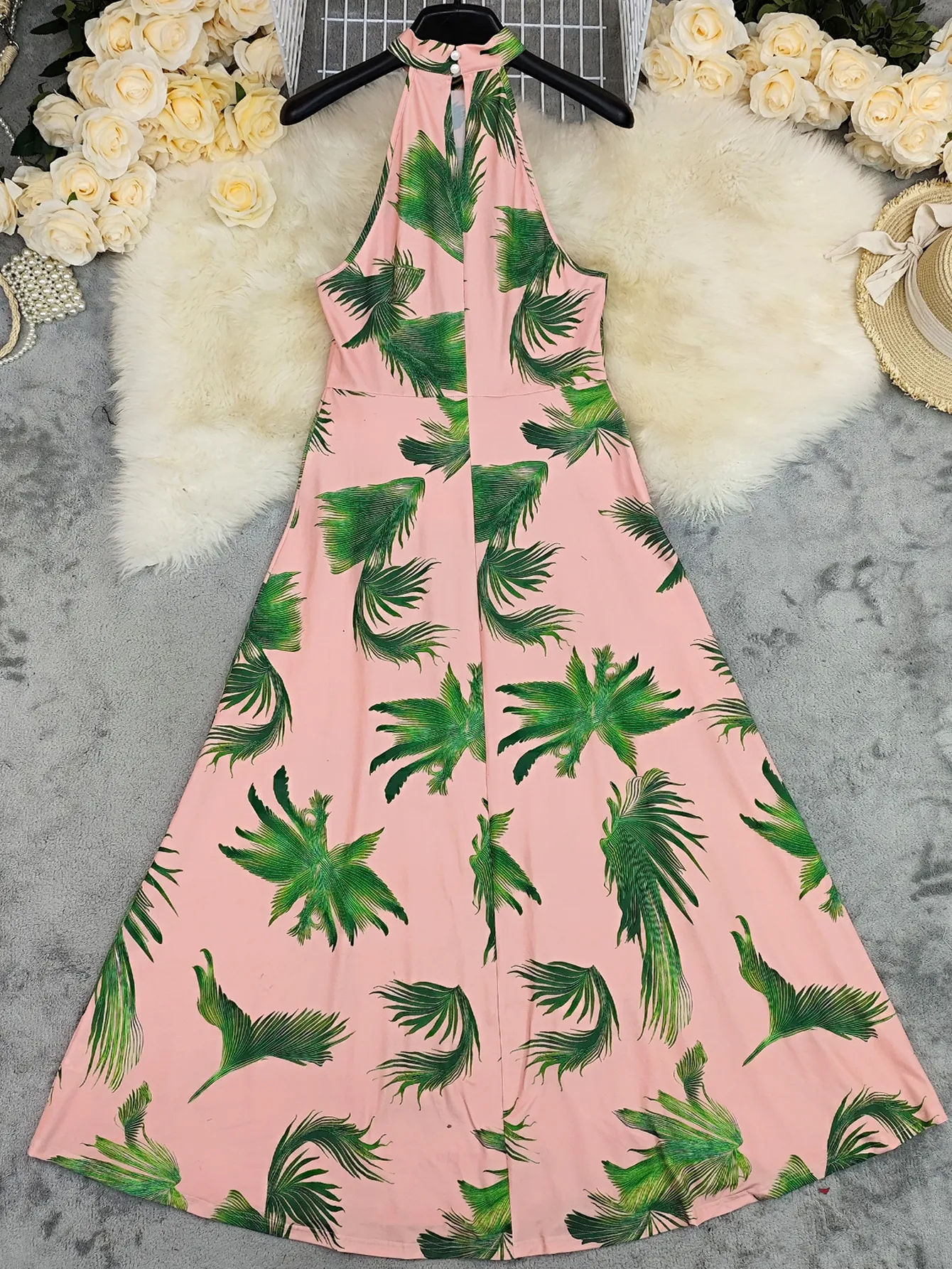 Elegant High Waist Printed Maxi Dress Sexy Sleeveless Necktie European Style Women's Fashion Dress Geometric Pattern Commute Style display picture 3
