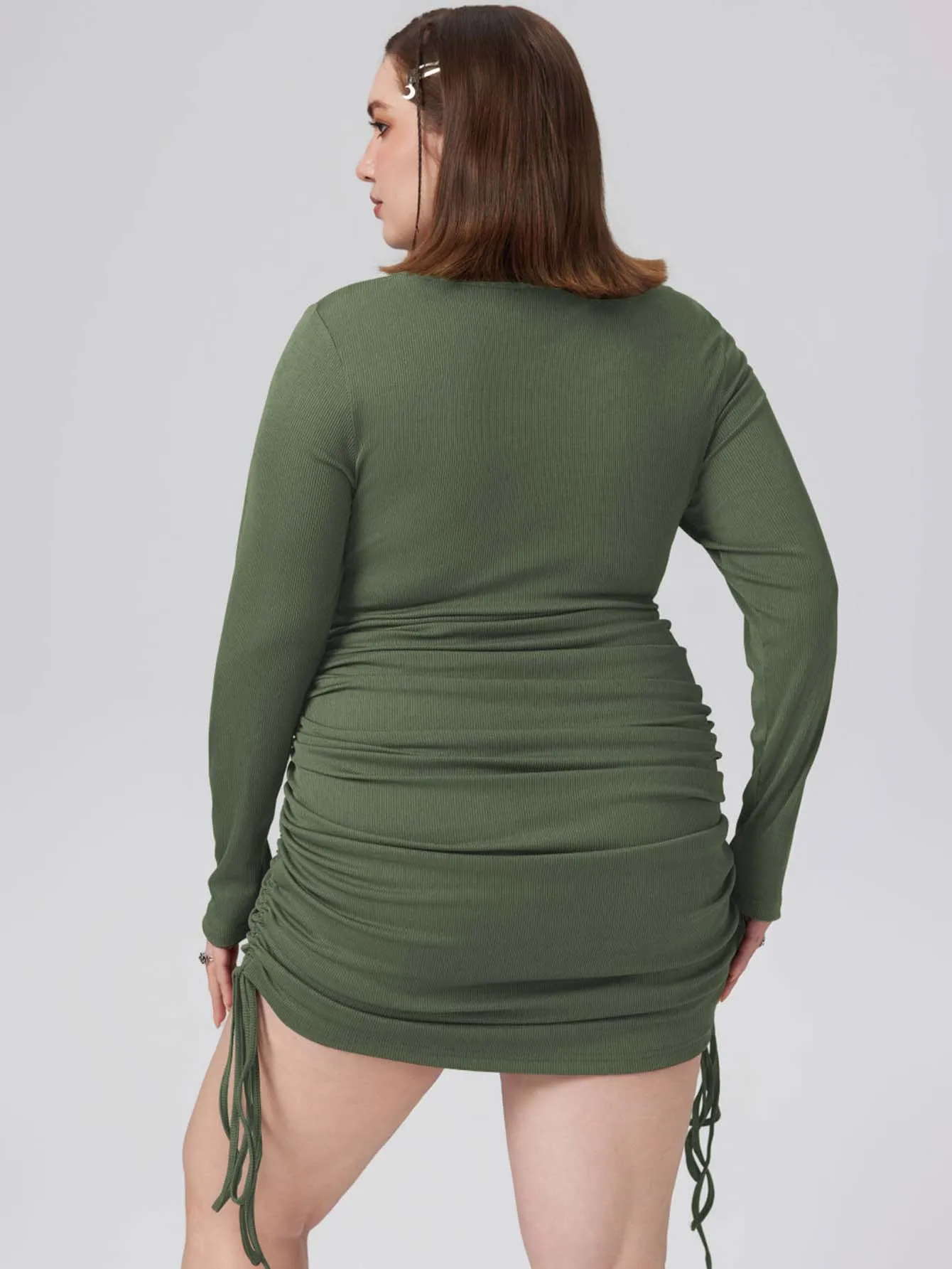 Autumn And Winter New Foreign Trade   Plus Size Women's Clothes Simple Elegant Dress Round Neck Pullover Skirt display picture 4