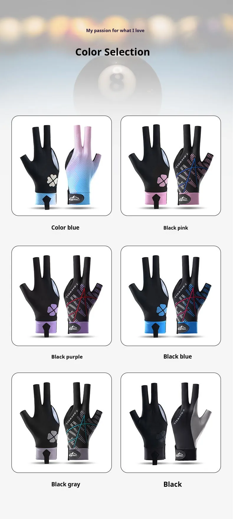 Four Leaf Clover Lines Spandex Polyester Billiard Gloves display picture 2