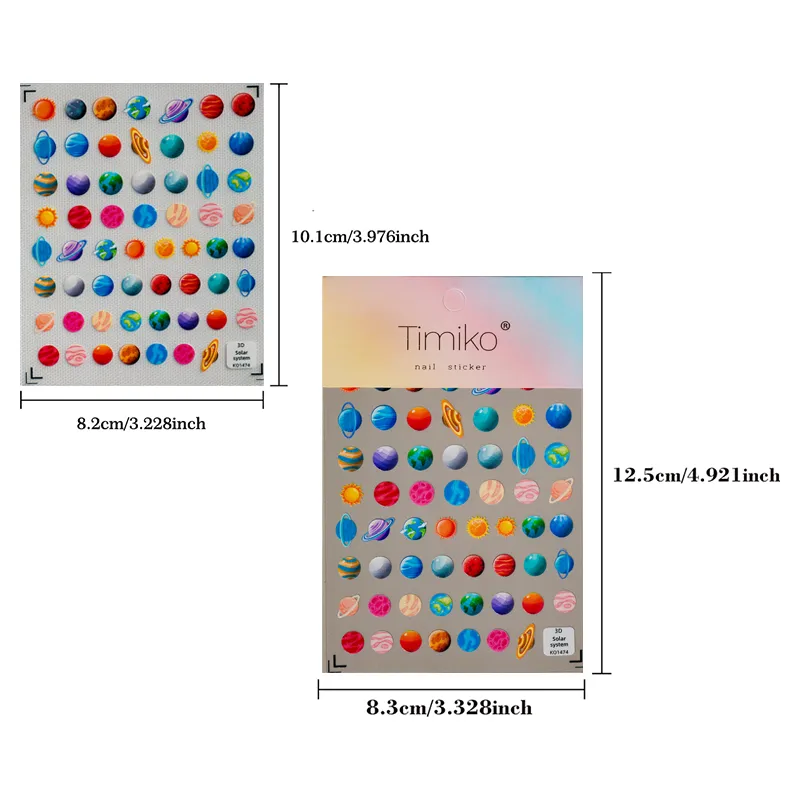 Colorful Planet Sun Cosmopolitan Star Elements Rich Vibrant Colors Romantic Style Suitable For Personal DIY And Nail Salon Use display picture 10