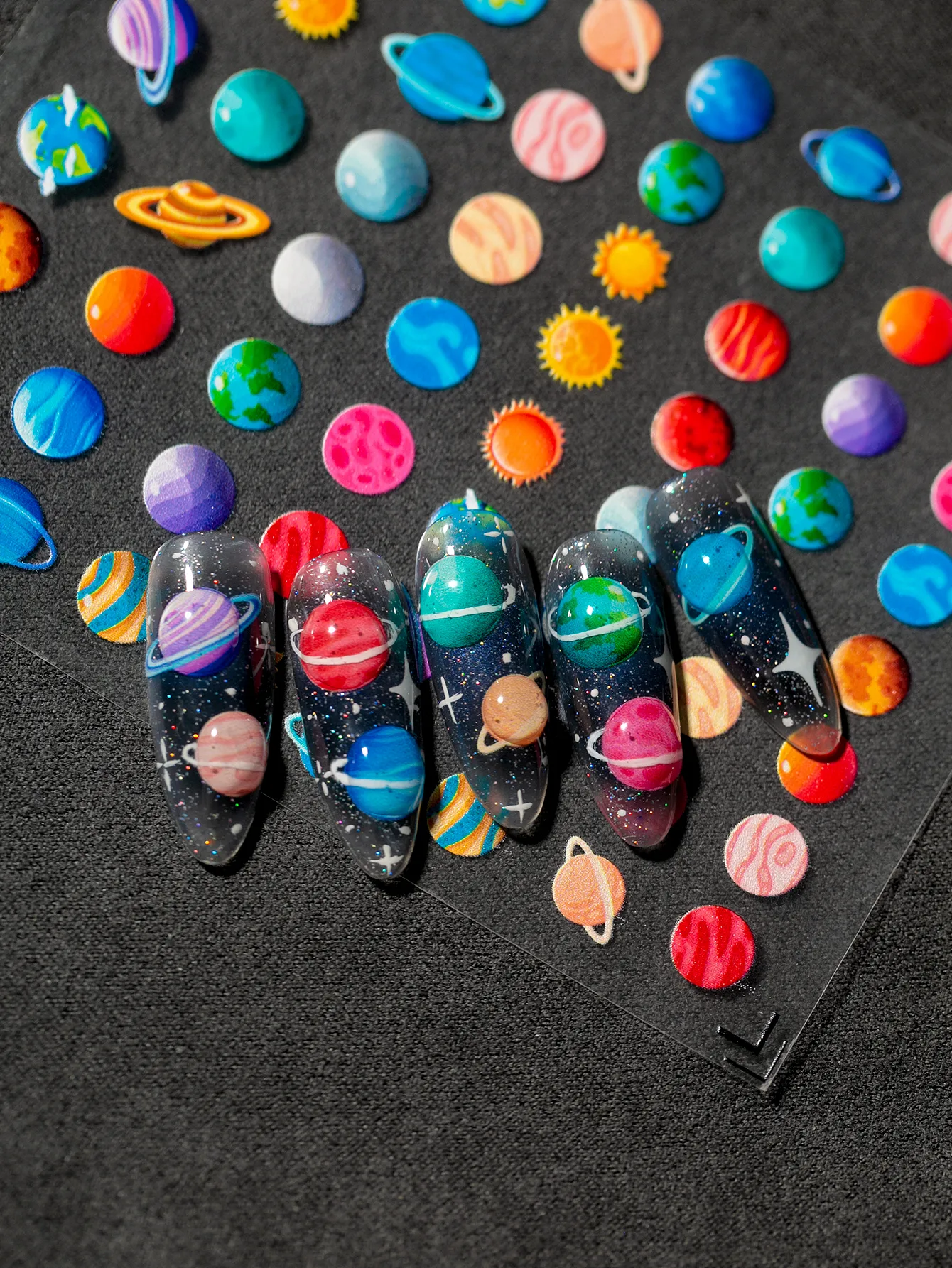 Colorful Planet Sun Cosmopolitan Star Elements Rich Vibrant Colors Romantic Style Suitable For Personal DIY And Nail Salon Use display picture 2