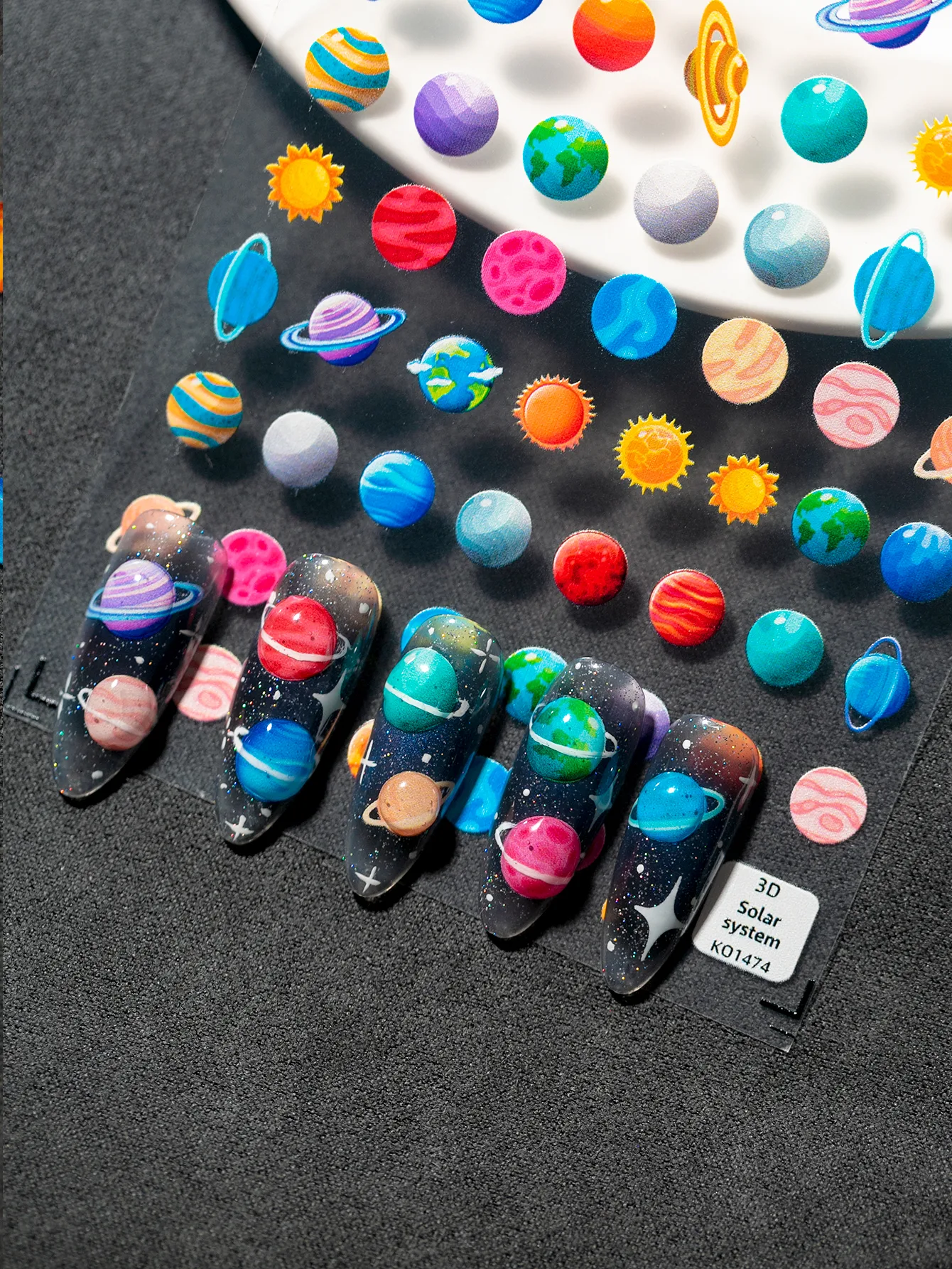 Colorful Planet Sun Cosmopolitan Star Elements Rich Vibrant Colors Romantic Style Suitable For Personal DIY And Nail Salon Use display picture 6
