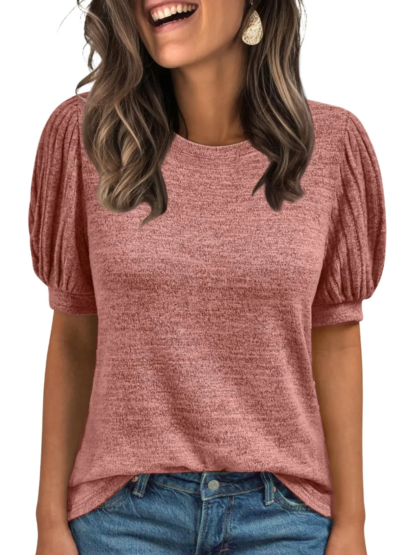 Foreign Trade    Solid Color Casual Top Round Neck Short Sleeve T-shirt Women's Clothing display picture 1