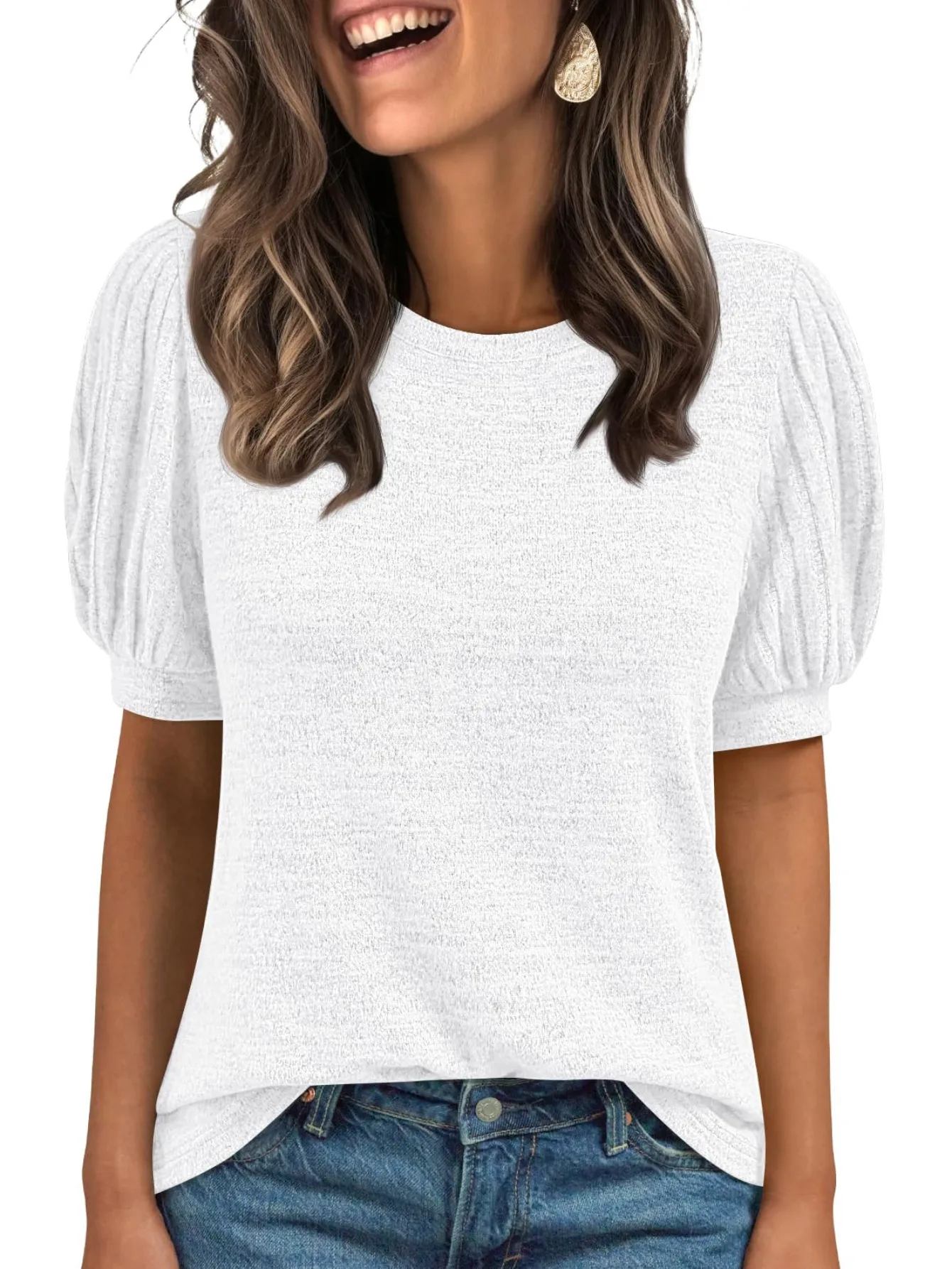 Foreign Trade    Solid Color Casual Top Round Neck Short Sleeve T-shirt Women's Clothing display picture 3