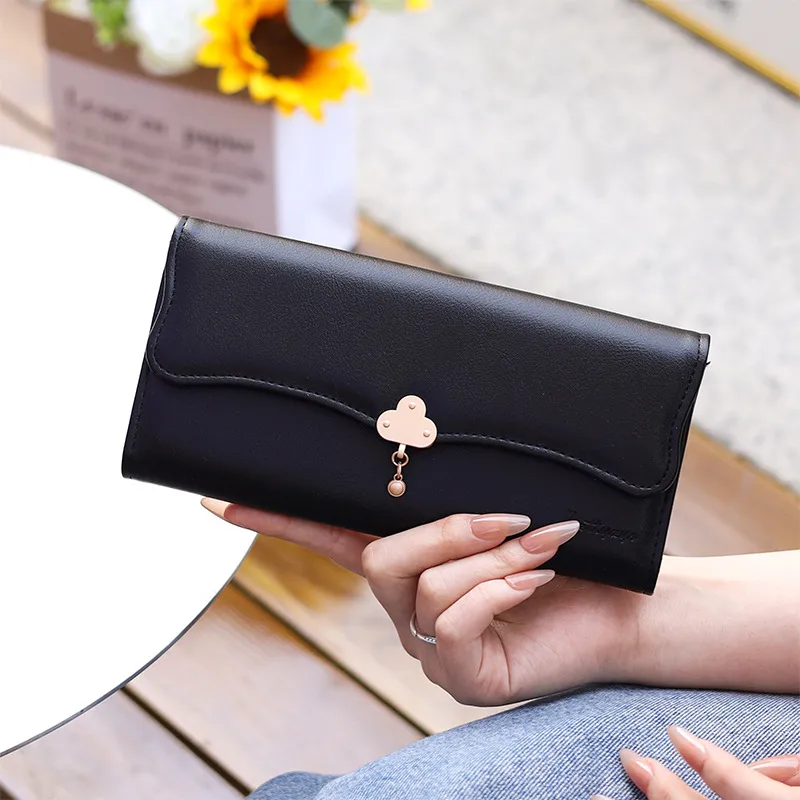 Wallet Women's High Sense  New Women's Three Folding Coin Purse Card Holder Girl Heart Student Long Wallet display picture 1