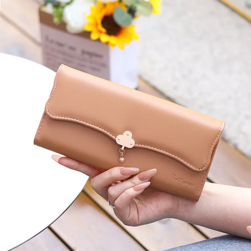 Wallet Women's High Sense  New Women's Three Folding Coin Purse Card Holder Girl Heart Student Long Wallet display picture 2