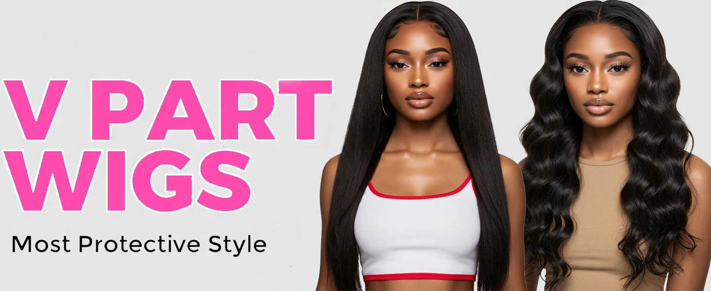 Wig Real Human Hair Natural Color V-Shaped Glueless Wig With Elastic Drawstring Small Curling Iron Set Human Wig display picture 1