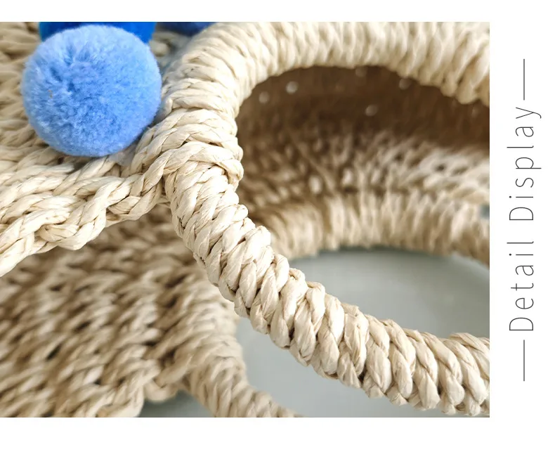 Summer Handmade Straw Bag Fresh Colorful Ball Paper String Woven Casual Beach Small Handbag In Stock Wholesale display picture 4