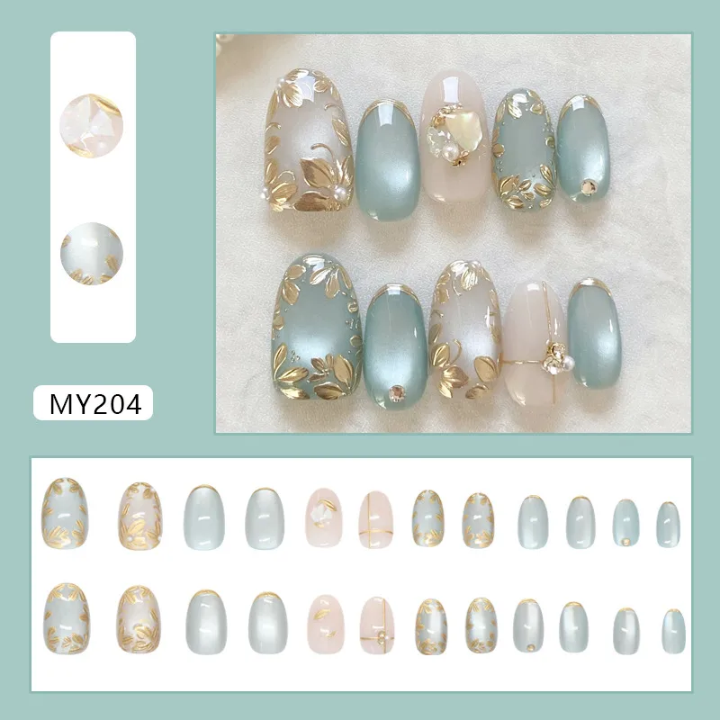 925 Sterling Silver Plated 3D Cat's Eye Pearl Fragments Diamond Fragments Ins Style Removable Wearable Nail Art 24 Pieces display picture 1