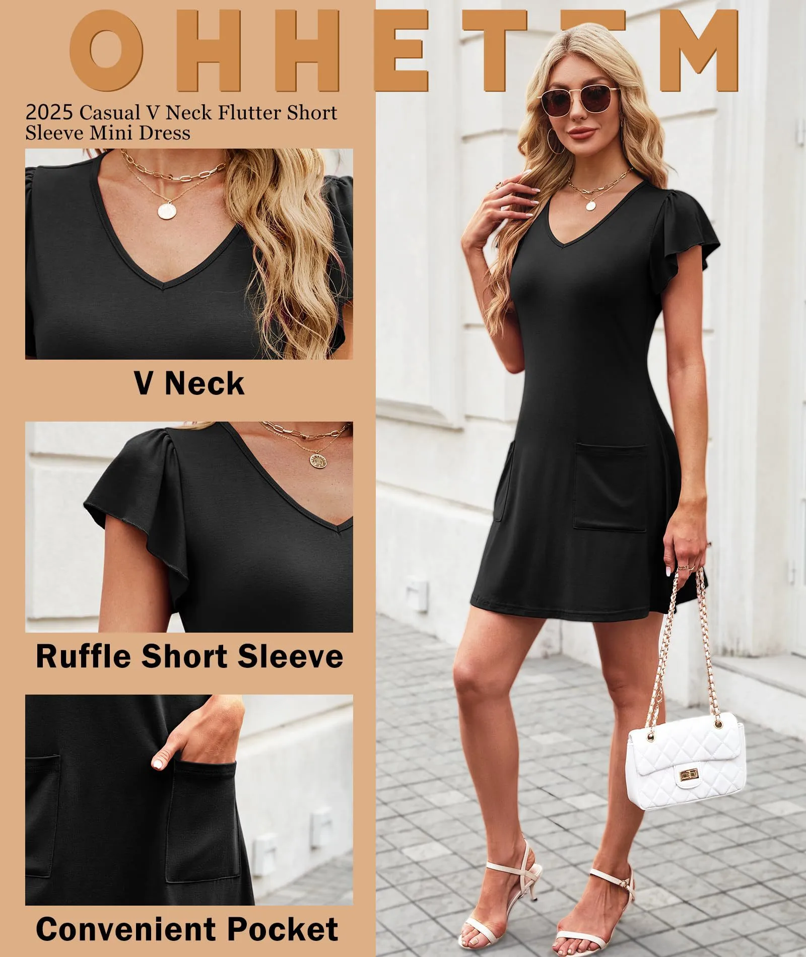 New Casual Solid Color And V-neck Short Sleeve Dress With Pockets Fashion  Style Style Midi A- Line Skirt display picture 18