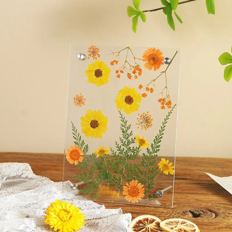 Creative Handmade DIY Dried Flower Acrylic 7-Inch Photo Frame Embossed Art Photo Frame Nordic Minimalist Style Display Supplies display picture 3