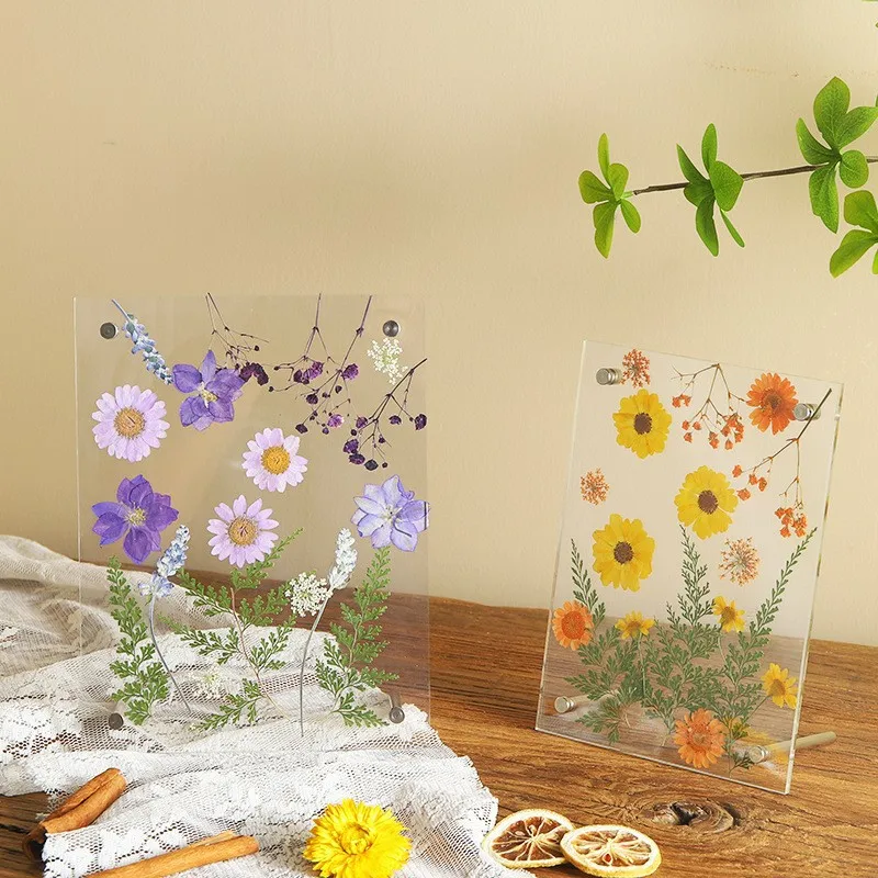 Creative Handmade DIY Dried Flower Acrylic 7-Inch Photo Frame Embossed Art Photo Frame Nordic Minimalist Style Display Supplies display picture 4