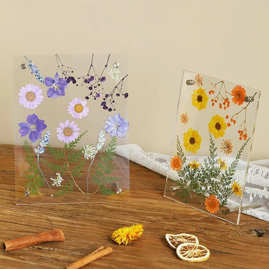 Creative Handmade DIY Dried Flower Acrylic 7-Inch Photo Frame Embossed Art Photo Frame Nordic Minimalist Style Display Supplies display picture 8