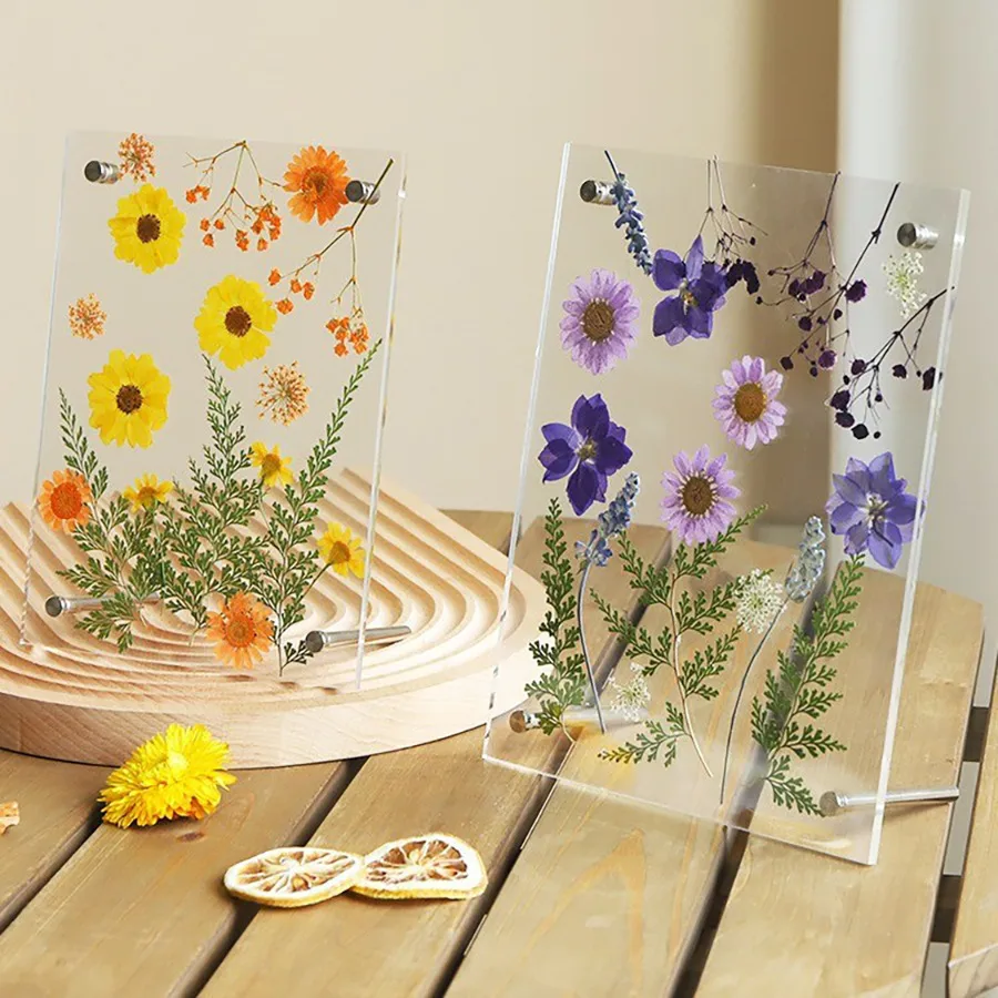 Creative Handmade DIY Dried Flower Acrylic 7-Inch Photo Frame Embossed Art Photo Frame Nordic Minimalist Style Display Supplies display picture 9