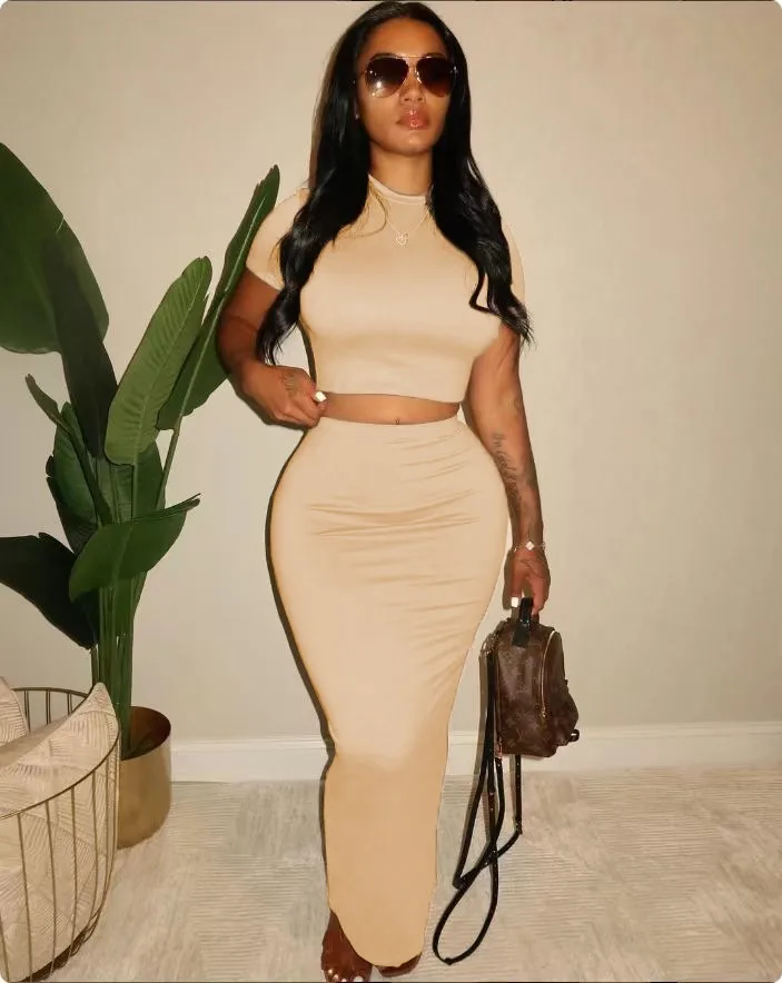 Style  Spring And Summer New  Women's Clothing Cropped T-shirt High Waist Sheath Skirt Casual Suit display picture 1