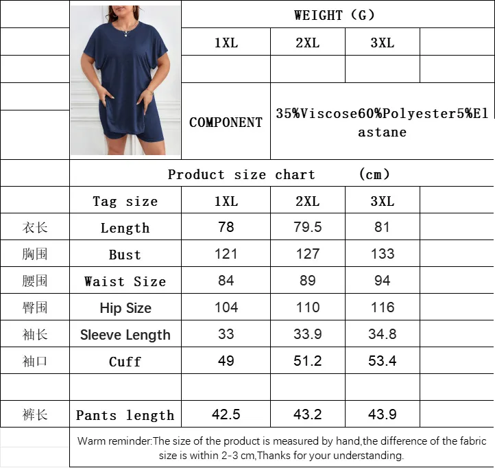 Casual And Comfortable Plus Size Loungewear Suit Summer Short Sleeve Shorts Two-Piece  Simple Style Women's Fashion display picture 1