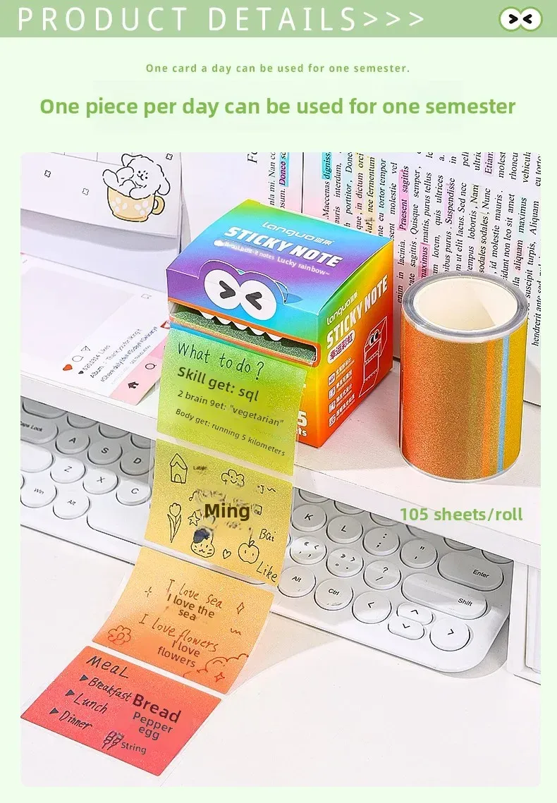 Dopamine Color Can Pull Note Paper Blue Fruit Pearl Note Paper Convenient For Students More Than Event-Recording Message-Leaving Sticky display picture 5
