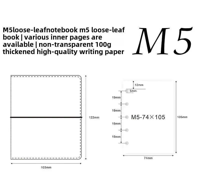 Portable Mini PU Leather Notebook M5 Ring Loose-Leaf Binder Pocket Size Travel Diary Book Handmade Brochure New Design Durable Cover display picture 2