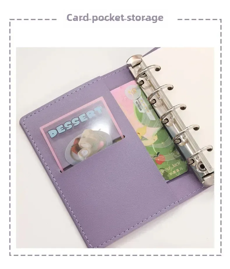 Portable Mini PU Leather Notebook M5 Ring Loose-Leaf Binder Pocket Size Travel Diary Book Handmade Brochure New Design Durable Cover display picture 6