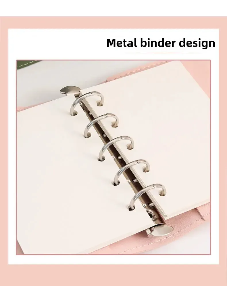 Portable Mini PU Leather Notebook M5 Ring Loose-Leaf Binder Pocket Size Travel Diary Book Handmade Brochure New Design Durable Cover display picture 7