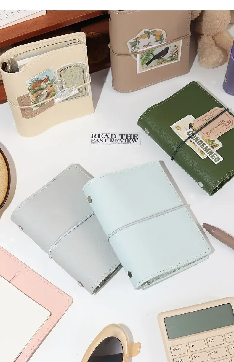 Portable Mini PU Leather Notebook M5 Ring Loose-Leaf Binder Pocket Size Travel Diary Book Handmade Brochure New Design Durable Cover display picture 11