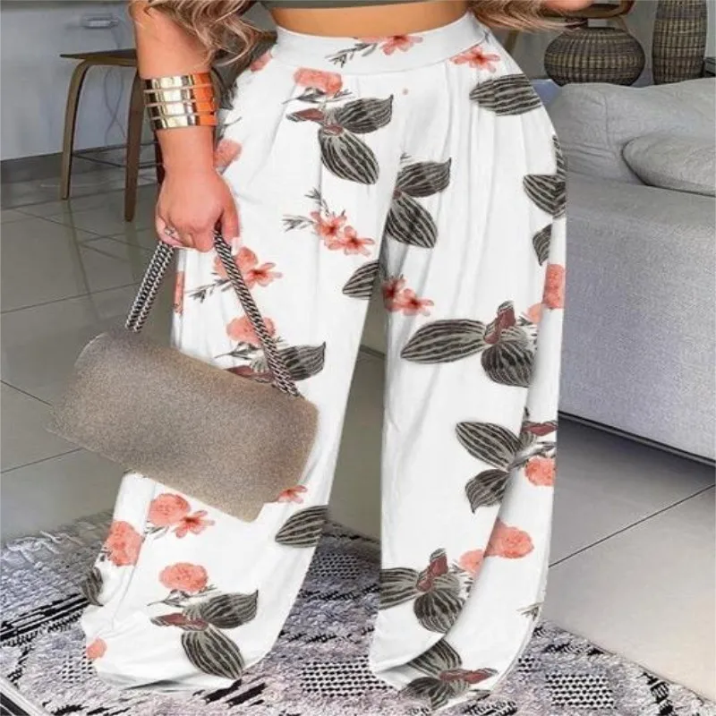 Elegant Short Sleeve Two-Piece Printed Trousers Women's Fashion Casual Wear Breathable Comfortable Polyester Blend display picture 6