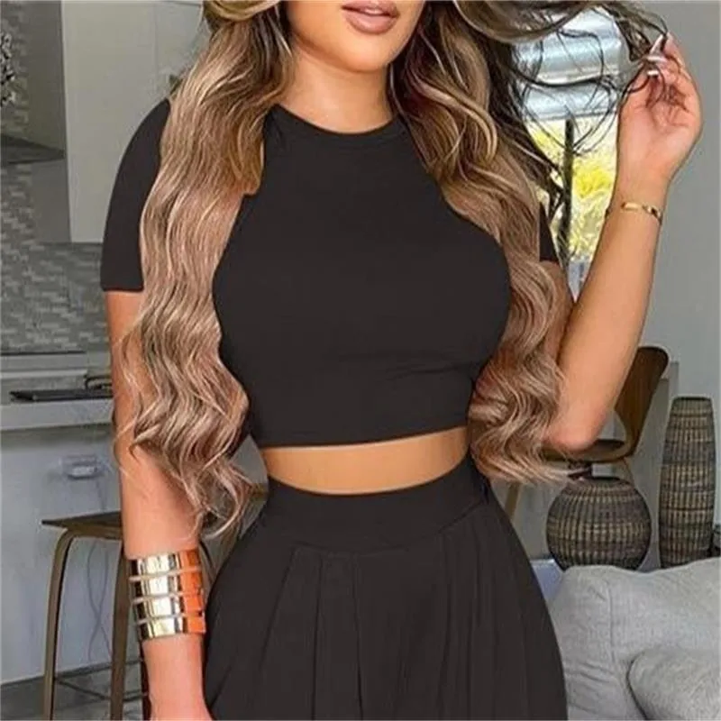 Elegant Short Sleeve Two-Piece Printed Trousers Women's Fashion Casual Wear Breathable Comfortable Polyester Blend display picture 8