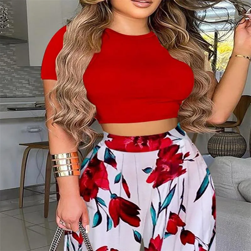 Elegant Short Sleeve Two-Piece Printed Trousers Women's Fashion Casual Wear Breathable Comfortable Polyester Blend display picture 18
