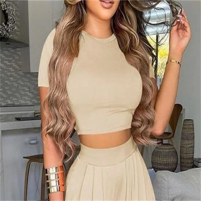 Elegant Short Sleeve Two-Piece Printed Trousers Women's Fashion Casual Wear Breathable Comfortable Polyester Blend display picture 24