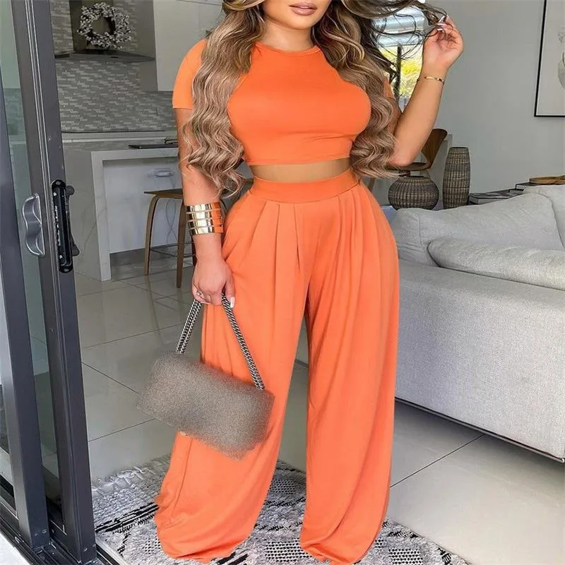 Elegant Short Sleeve Two-Piece Printed Trousers Women's Fashion Casual Wear Breathable Comfortable Polyester Blend display picture 25