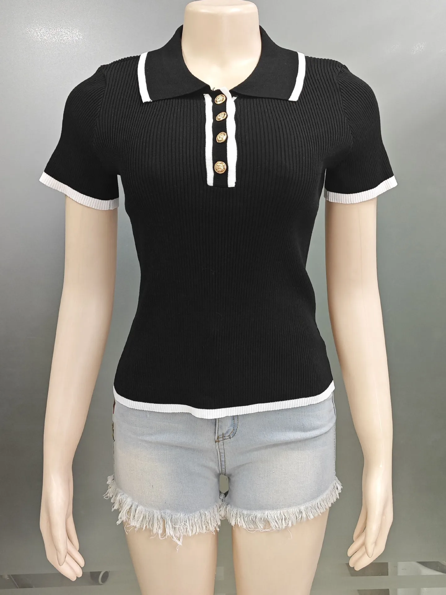 Fashion Style Summer Women's Clothing Slim Fit Street Style Top European Style Ice Silk Knitted Short Sleeve  French Style display picture 9