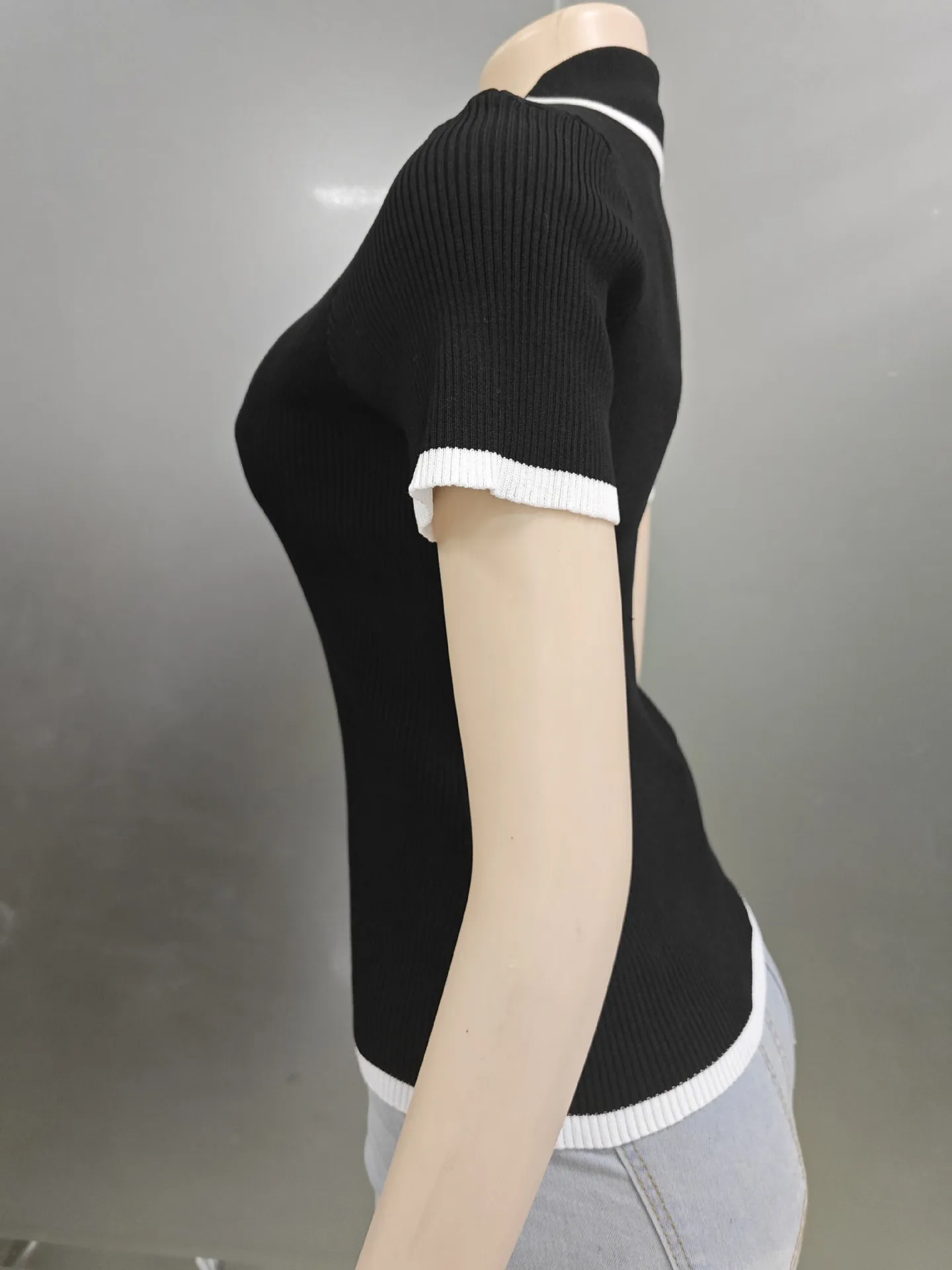 Fashion Style Summer Women's Clothing Slim Fit Street Style Top European Style Ice Silk Knitted Short Sleeve  French Style display picture 10